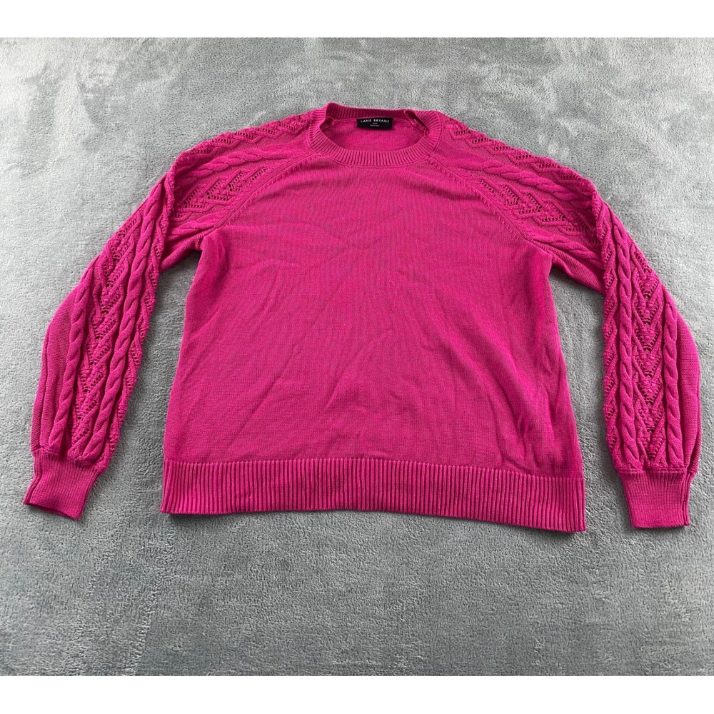 Lane Bryant Womens Magenta Pink Cable Knit Raglan Sleeve Pullover Sweater 18/20